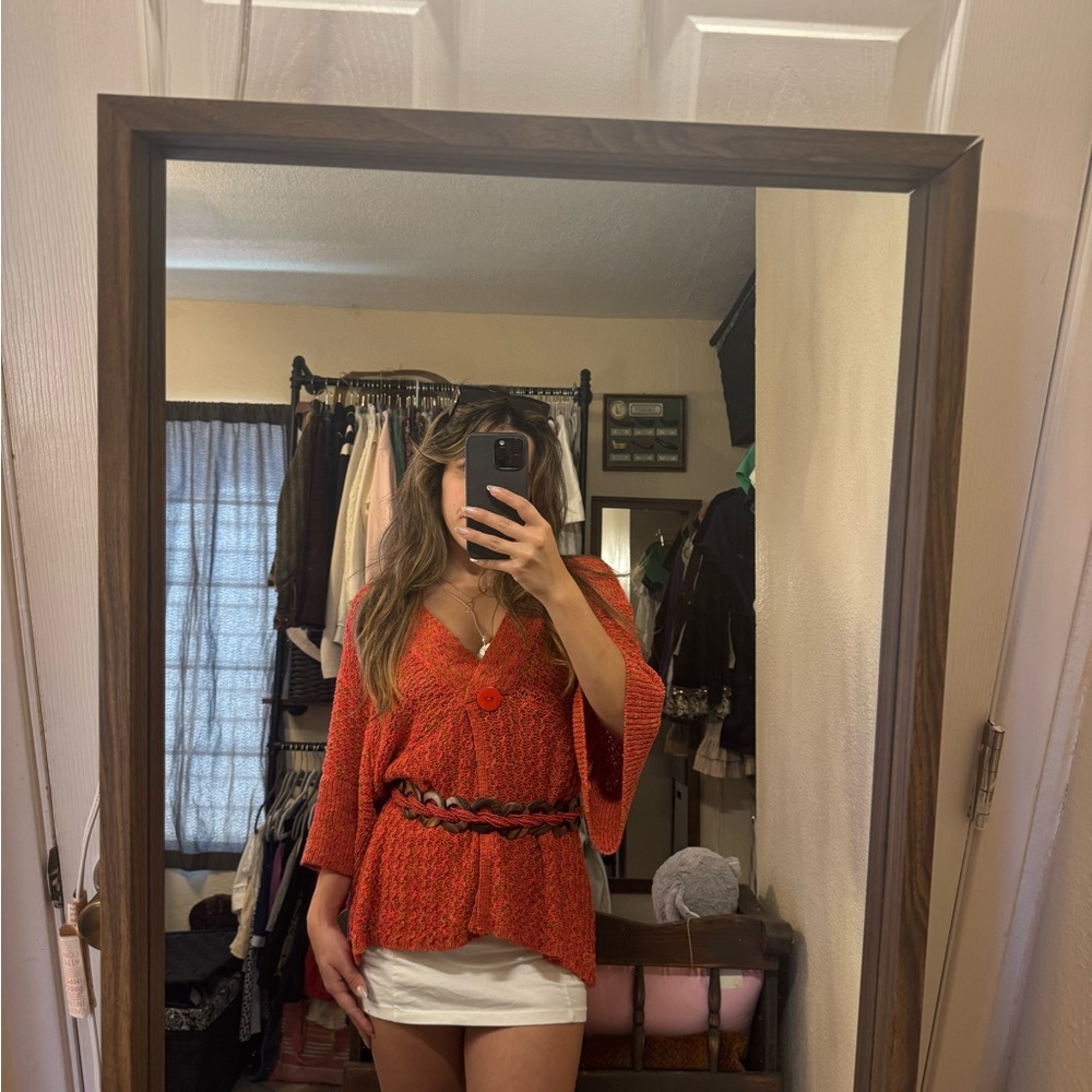 Coldwater Creek Vibrant Red Knit Cardigan